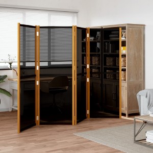 VidaXL 4-Panel Room Divider Black 110.2 in.x70.9 in. - 1 of 4