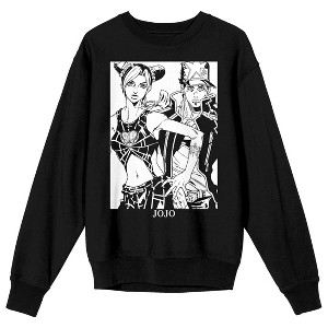 Jojo’s Bizarre Adventure Stone Ocean Jolyne & Jotaro Adult Black Crew Neck Long Sleeve Sweatshirt - 1 of 3