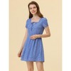 Allegra K Women's Printed Summer Casual Square Neck Short Sleeve Fit and Flare Dress - 3 of 4