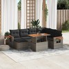 vidaXL 8 Piece Patio Sofa Set with Cushions Gray Poly Rattan - 2 of 4