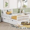 Wood Platform Bed with Guardrails and 2 Storage Drawers for Kids or Guest Room, No Box Spring Needed-Cuddlewood - 2 of 4