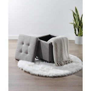 Square Button Tufted Storage Ottoman with Lift Off Lid - WOVENBYRD - 1 of 4