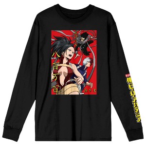 My Hero Academia Momo Todoroki & Shota Crew Neck Long Sleeve Men's Black Tee - 1 of 4