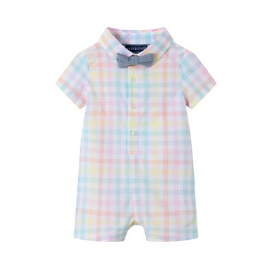 Andy & Evan  Infant  Easter Plaid Shirtall w/Bowtie