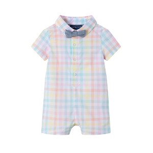 Andy & Evan  Infant  Easter Plaid Shirtall w/Bowtie - 1 of 3