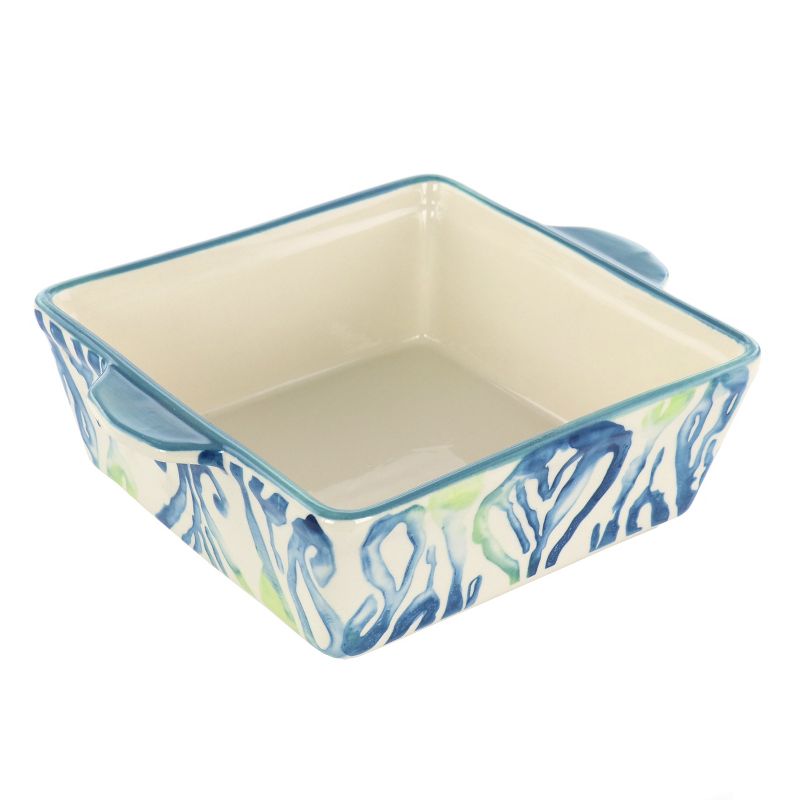 Spice By Tia Mowry 2 Quart Square Stoneware Bakeware in Blue and White, 1 of 6