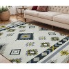 Ivory Blue And Gray Wool Geometric Flatweave Handmade Area Rug With Fringe - 2 of 4