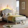 Pinmoco LED Bed Frame, Upholstered Platform Bed with Adjustable Arc Headboard - 2 of 4