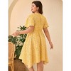Garvee Women Plus Size Wrap V Neck Midi Dress Short Sleeves High Waist Irregular Hem Summer Casual Dress - 4 of 4