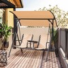 NicBex 2-Seat Outdoor Patio Swing Chair with Pivot Storage Table,Cup Holder and Adjustable Shade for Patio Bedroom Garden - 2 of 4