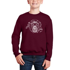 LA Pop Art Chimpanzee - Boy's Word Art Crewneck Sweatshirt - 1 of 3
