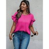 I AM A FASHION JUNKY Plus Size Round Neck Ruffle Solid Loose Shirt - 3 of 4