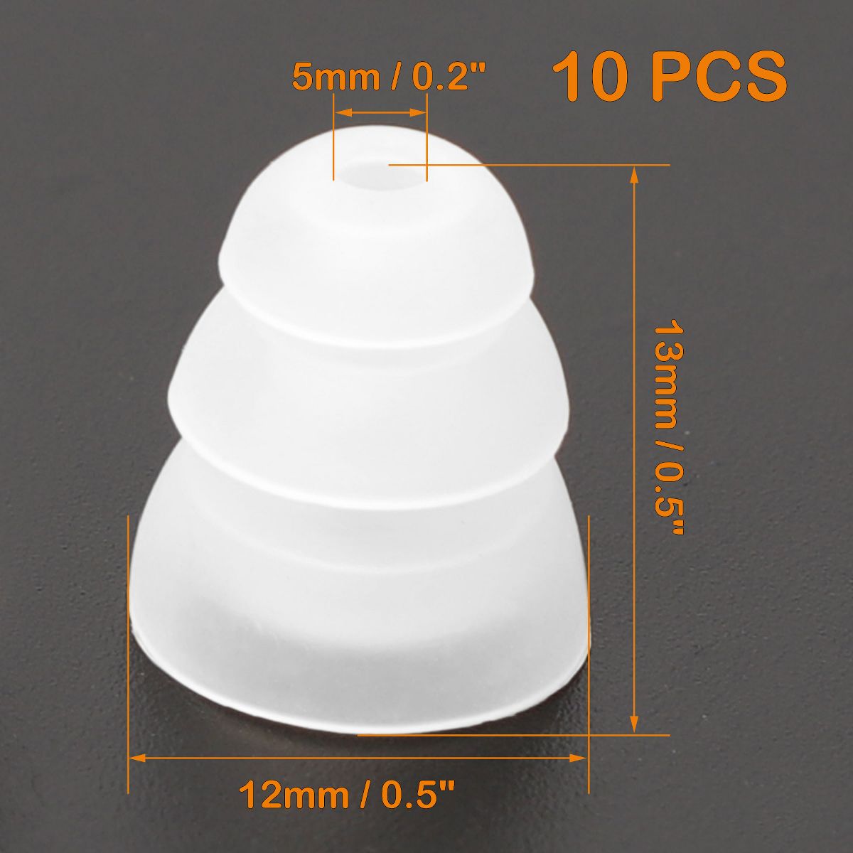 Unique Bargains Soft Silicone Noise Reduce Three Flanges Clear Earbuds Tips 5mm Inner Hole 10 Pcs - thumbnail 2