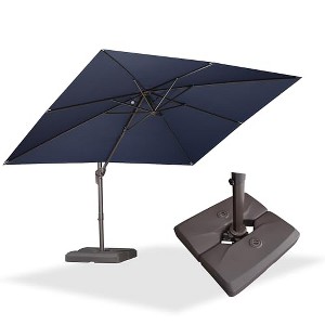 PURPLE LEA Cantilever Patio Umbrella with Base Included Square Umbrella with 360° Rotation and Aluminum Offset Hanging Outdoor Umbrella - 1 of 4