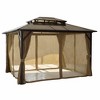 10 ft. x 12 ft. Hardtop Double Roof Gazebo with Netting and Curtains, and Polycarbonate Canopy for Patio & Backyard - 2 of 4