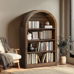 Vatros Small Black Bookcase Arched Bookshelf - 1 of 4