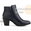 BLISSFUL STEP Women's Mid-height Heels Zipper Dressy Ankle Chelsea Booties - 4 of 4