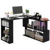 INFURNIC Desks Modern L Shaped Corner Desk with 360 Degree Rotating Design and Storage Shelves for Home Office, Black, 47.25"*43.25"*29.25" - 4 of 4