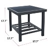 Black modern square side table; rustic aluminum outdoor side table with storage; patio tempered glass accent table - 3 of 4