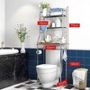 Over The Toilet Storage Shelf, 2-Tier Above Toilet Space Saver Bathroom Organizer With Toilet Paper Holder, 3 Hooks, Adjustable Bottom Bar - 2 of 4