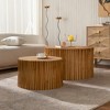 NicBex Retro Style Cylindrical Coffee Table with Vertical Texture Relief Design,Wooden Side Tables,Center Table for Living Room - 3 of 4