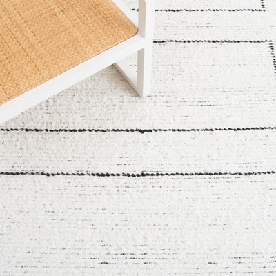 Casablanca 3' x 5' Ivory and Black Wool Shag Area Rug