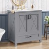 Whisen 24" Bathroom Vanity with Single Sink, Solid Wood/MDF Frame, 2 Soft-Close Doors & 1 Divided Drawer with Storage Shelves - 3 of 4