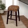 JONATHAN Y Maui Rustic Bohemian Hyacinth/Wood Backless Bar Stool, Brown Wash Woven Seat with Natural Wood Frame - 2 of 4