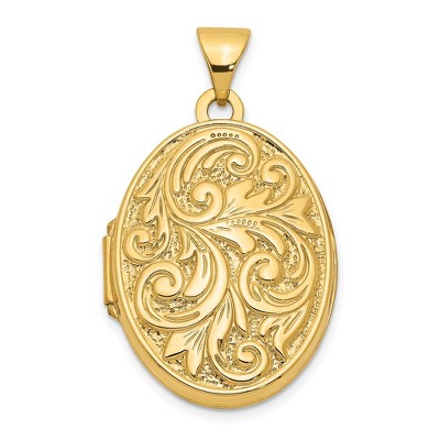 Black Bow Jewelry 14k Yellow Gold 21mm Love You Always Scroll Oval Locket