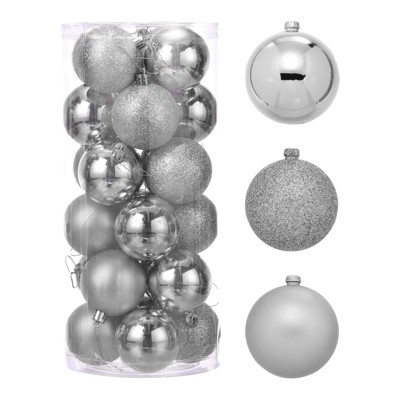 Unique Bargains Plastic Party Wedding Christmas Barrel Packed Hanging Ornament Balls 2.4" 24 Pcs