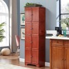 Vynxaria 72.4" Tall Storage Cabinet in Cherry - 8 Doors, 4 Shelves, Freestanding Bookshelf for Living Room, Kitchen, Dining Room, and Office. - 2 of 4
