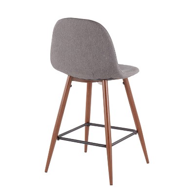 Walnut and Charcoal Swivel Counter Stool with Metal Frame