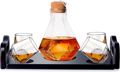 J&V TEXTILES 6-Piece Italian Crafted Glass Decanter and Whisky Glasses Set