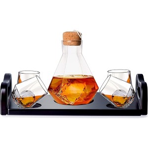 J&V TEXTILES 6-Piece Italian Crafted Glass Decanter and Whisky Glasses Set - 1 of 4