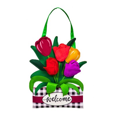 Evergreen Spring Tulips Door Décor