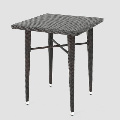 Dominica 39" Brown Wicker Outdoor Bar Table with Iron Frame