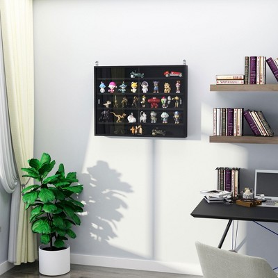 Black and White Wall Mounted Display Cabinet with Adjustable Shelves