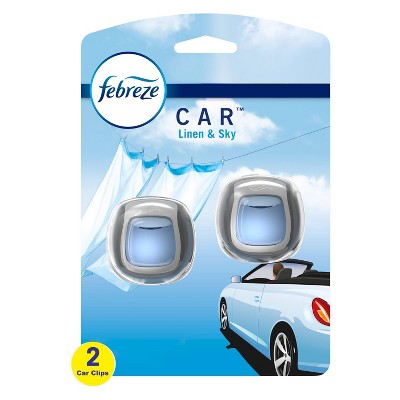 Febreze Car Odor-Eliminating Car Freshener Vent Clip Linen & Sky -  .06oz Car Vent Clip - 2ct