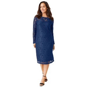 Jessica London Women's Plus Size Stretch Lace Shift Dress - 1 of 4