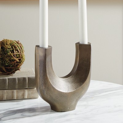 Modern Bronze 2-Taper Metal Candelabra