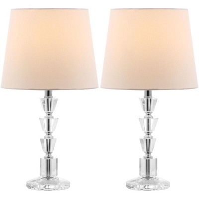 Harlow Tiered Crystal Orb 16" Table Lamp with Off-White Shade, Set of 2