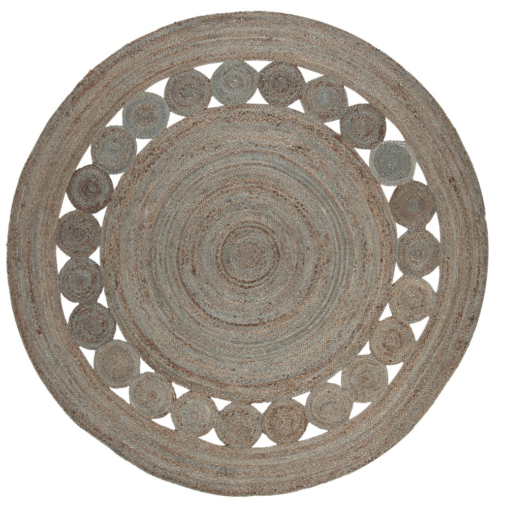 5' Solid Woven Round Area Rug Gray - Safavieh