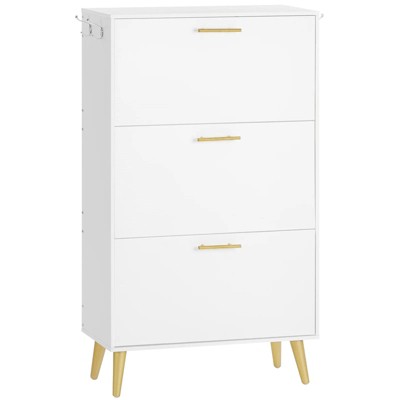 MaseiKar 49.7"H Shoe Cabinet Tipping Bucket Shoe Cabinet with 3 Flip Drawers Entryway, Hallway Coatroom White