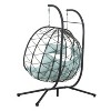 CAVINAS Indoor & Outdoor 2-Seat Wicker Patio Egg Chairs with Cushion & Stand,Swing Hanging Chairs for Bedroom,Backyard,Balcony,Green - 4 of 4
