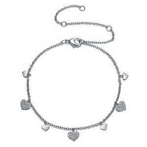 Cubic Zirconia Heart Charm Bracelet, featuring a charming heart-shaped design with sparkling Cubic Zirconia for a playful and elegant accessory. - 1 of 3