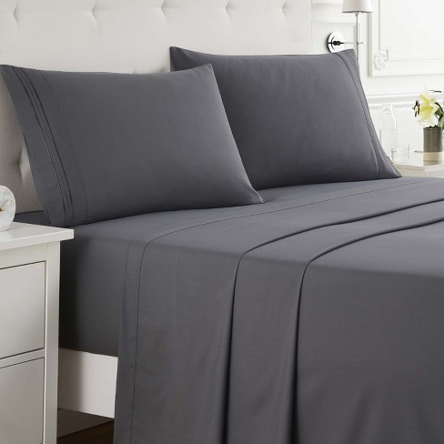 Queen 4 hot Piece Sheet Set + Throw Microfiber Gray Holiday NEW