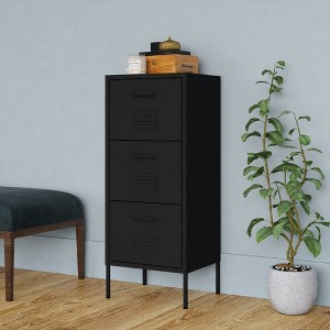 VidaXL Storage Cabinet Black 16.7"x13.8"x40" Steel - 1 of 4