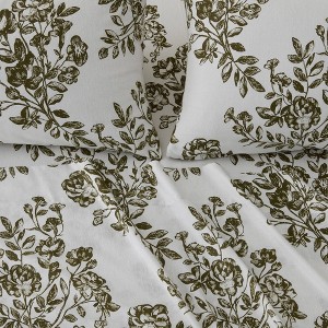 100% Turkish Cotton Classic Printed Flannel Sheet Set - Isla Jade - 1 of 4
