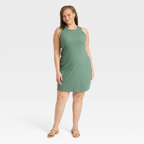 Women's Rib Racer Dress - A New Day™ Dark Green 4X