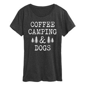 Women's - Instant Message - Coffee Camping And Dogs Short Sleeve Graphic T-Shirt - 1 of 4
